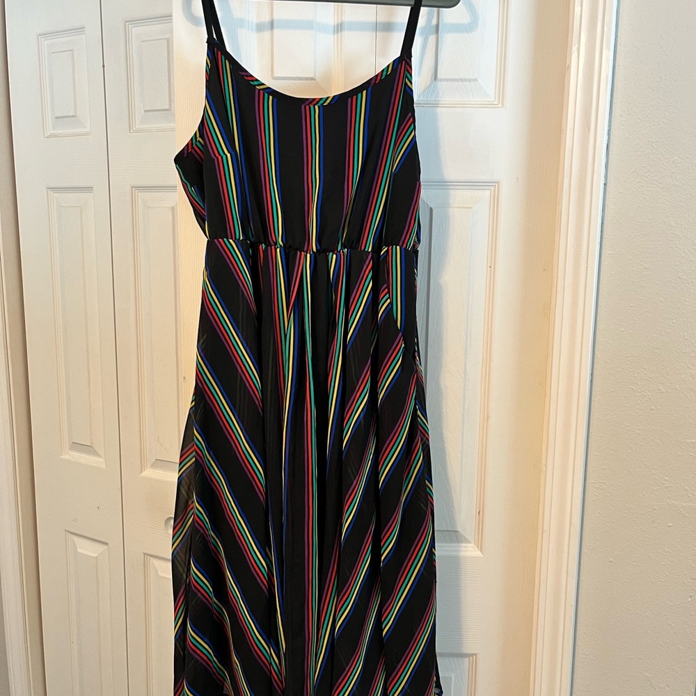 Torrid Black Multicolor Striped Maxi Dress
